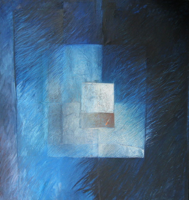 Quadratto, huile et technique mixte sur papier marouflé sur toile, 150 x 140